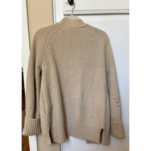 Abercrombie Fitch Oatmeal Beige Open Cardigan Knit Long Sweater Small - Picture 2 of 3